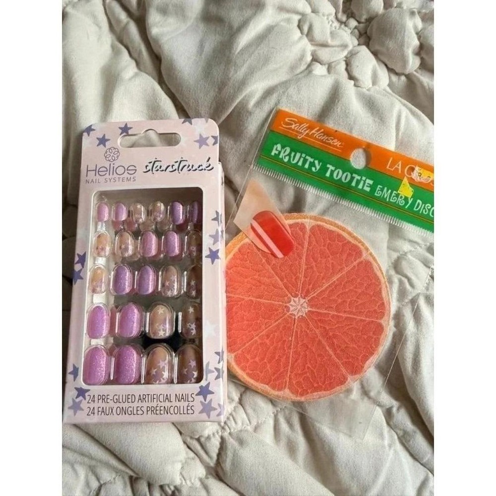 Helios Starstruck Pre glued Press on Nails for teens + Emory board
